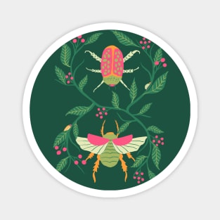 Pink and Green Garden Beetles Magnet